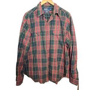 Polo Ralph Lauren Shirt Mens L Button Down Plaid Whitfield Classic Fit Tartan